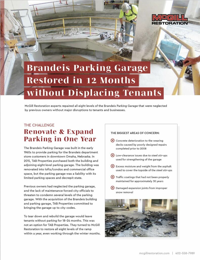 McGill Restoration - Brandeis Parking Garage Restoration Case Study Thumbnail